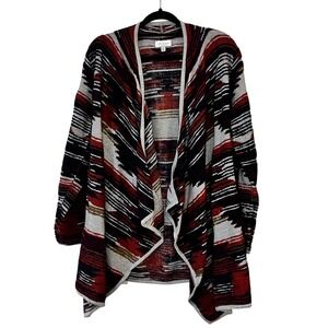 Lucky Brand Southwestern Aztec Print Open Front Cardigan Sweater Women's 1X